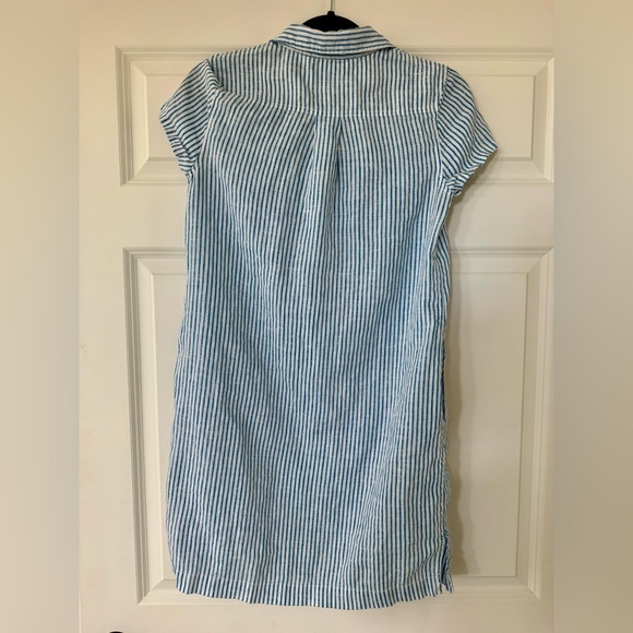 Vineyard Vines Linen Blue White Striped Reverse Print Shirtdress - Picture 6 of 11